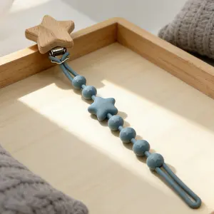Baby Pacifier Clip with Five-Point Star Design, Star Silicone Teething Chain for Infants, Anti-Drop Baby Teether Accessory
