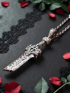 Gothic Short Sword Pendant Necklace for Men, Vintage Style, Perfect Gift for Christmas & Halloween, Handmade Craftsmanship