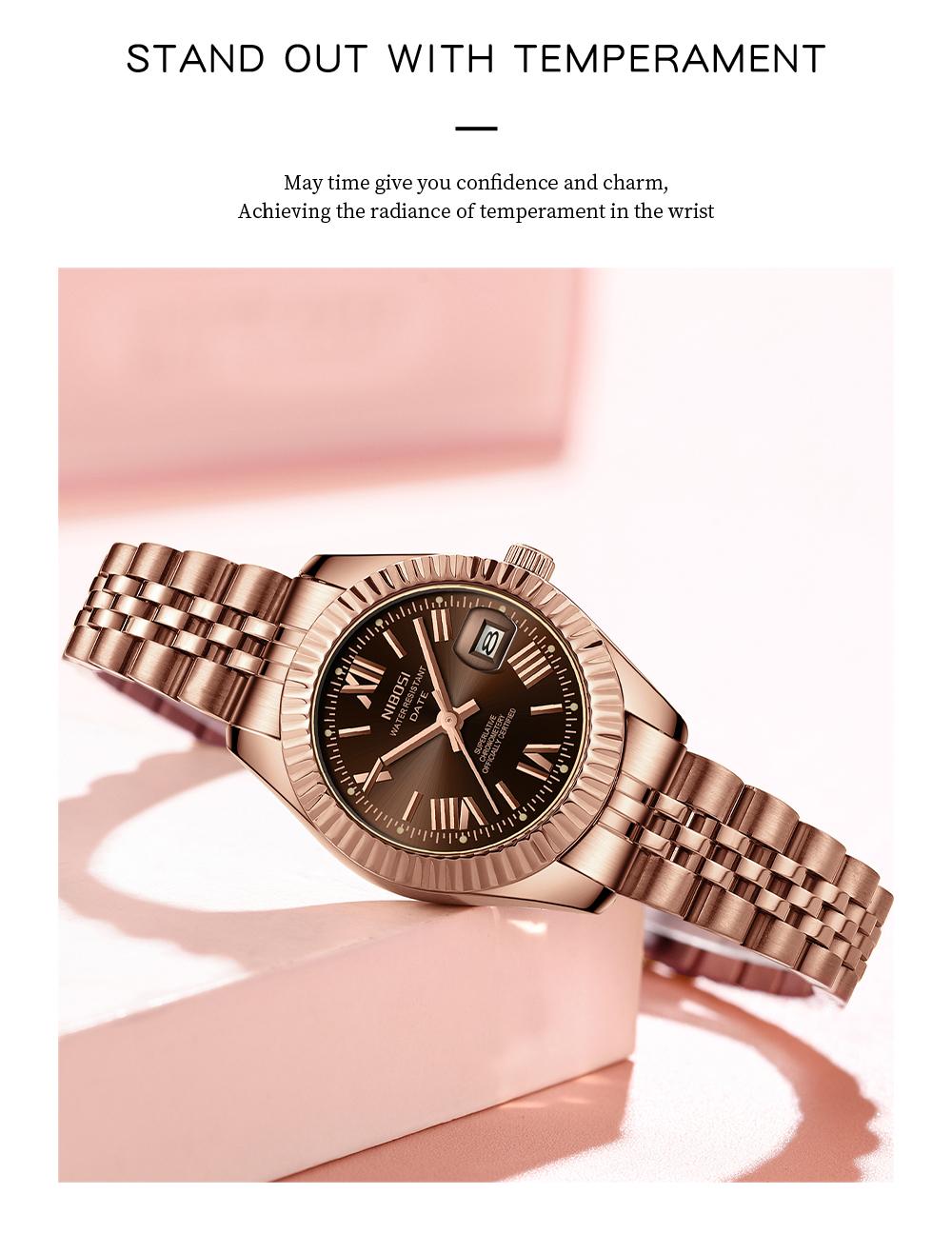 NIBOSI Rose Gold Women's Watches with Date Stainless Steel Luxury Ladies Watches with Small Writs Watches for Women Waterproof Elegant Dress Quartz Analog Women's Wrist Watches Reloj de Mujer