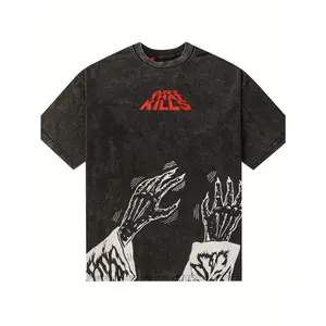 Ewhgallery Dept. Loose Couple T-Shirt Men And Women Do Old European Street Wash Retro Rock T-Shirt Short Sleevedg