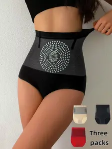 Three-Pack High-Waist Briefs, Peach Colors, Soft Breathable Seamless Design, Elastic Waist, All Seasons Underwear