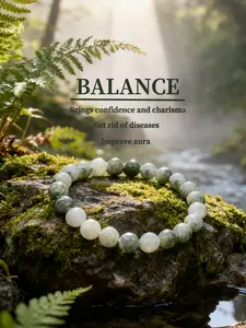 Natural Jade Elastic String Bracelet, Handmade Balance Design, Enhance Confidence, Daily Wear, Versatile Jewelry, Spiritual Accessory