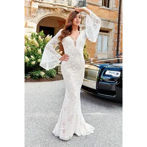 Clarisse –600101 V-Neck Lace Applique Bridal Gown