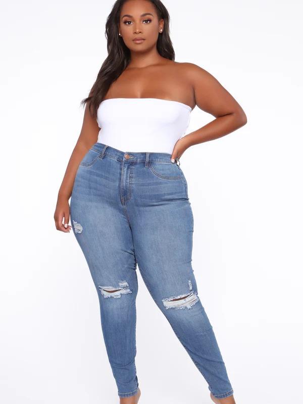 Our Favorite High Rise Skinny Jeans - Medium Blue Wash, Petite 27" Inseam, Regular 29" Inseam & Tall 34" Inseam, Compression Stretch Fabric, Faux & Functional Pockets