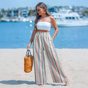 CUPSHE TikTokShopSpringGlowUp Solar Fantasy Striped Woven Elasticized waist Wide Leg cover up Pants
