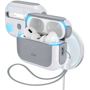 ESR for AirPods 4 Case, Airpods Pro Case 2nd/1st Gen (2023/2022/2019) Case (HaloLock), Compatible with MagSafe, Full Drop Protection Cover with Lanyard, Magnetic Lid Lock, Orbit Hybrid Series