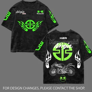 Kawasaki Green Washed Tshirt Biker Vintage Racing Streetwear, Motorcycle Graphic Hoodie Unisex, Designed for Motor Fans, Sportbike Culture, Speed Lovers & Urban Motorbike Style