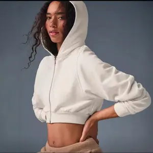 HorizonX Global  Crop Sweatshirt Cropped Sporty Fashion Short Zip-Up Hooded Jacket Loose and Casual