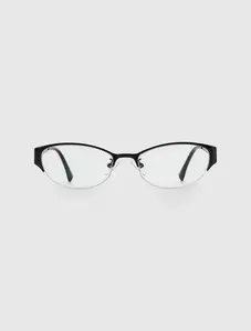 BLUE ELEPHANT AESLIT Matte Black Glasses Semi-Rimless Oval with Blue Light Blocking Lenses, Unisex Non-Prescription Eyewear