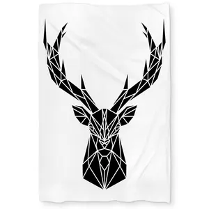 Begin Home Decor C1DCTXLWG9G8XQ Geometric Deer Head Twin Size Extra Long Duvet Cover - Industrial Living Room Decor