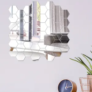 50pcs Hexagonal Acrylic Mirror Wall Stickers, Self-Adhesive, Easy to Apply, DIY Craft Material, Creative Decoration, Versatile Use
