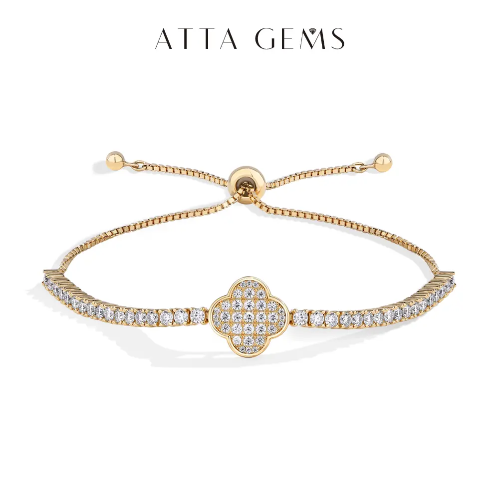ATTAGEMS 1.3CT DVVS1 Color Lab-Created Moissanite Stackable Bracelet, Elegant Jewelry Accessory for Engagement, Wedding, Model B035