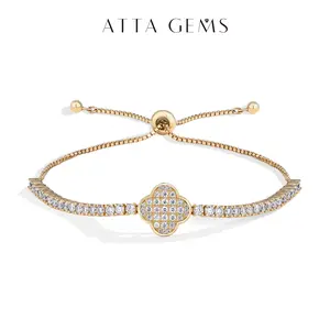 Lucky 1.3CT DVVS1 Color Lab-Created Moissanite Bracelet for Engagement Wedding Party Jewelry Bracelets for Women Man B035