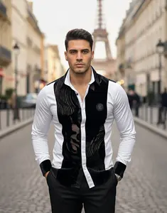 Portofino Notte White Sheer Velvet Wave Luxury Shirt