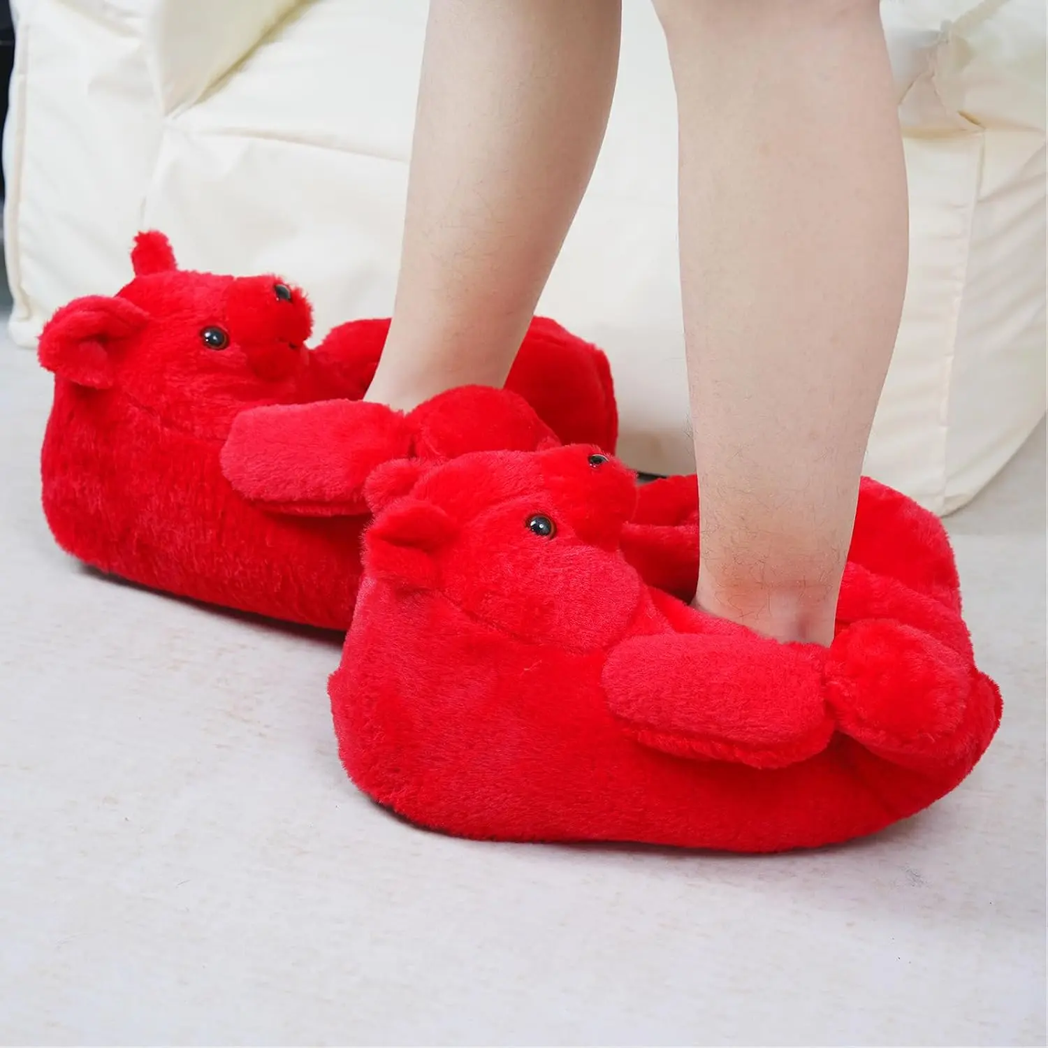 Teddy Bear Slippers Plush Fuzzy Couple House Shoes for Women Men Winter Cozy Warm Indoor Bedroom Sneaker Slippers Valentine Birthday Gifts QICAVZW
