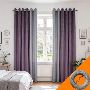 2pcs Nordic Style Dual Color Blockout Curtains, Living Room Floor-To-Ceiling Full Light Blocking, Punch Hole Soundproof Curtains