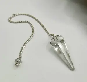 Clear Quartz Pendulum w/Silver Plated Chain