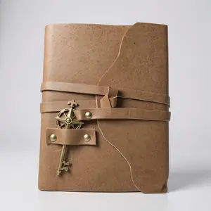 Vintage Leather Journal with Compass Key