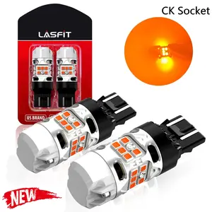 Lasfit T3 Series CK Socket 7440 7443 Amber LED Turn Signal Bulbs, 2 PCS, CanBus-Ready, 24W Max, Aluminum Body, Multiple Fits, Plug-and-Play