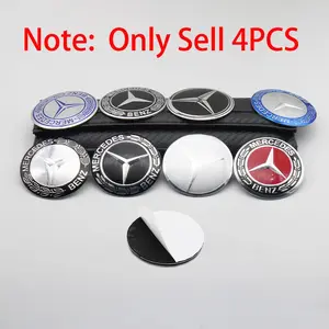 4pcs 56mm 60mm 65mm Aluminum Mercedes Benz Logo Car Wheel Hub Center Cap Stickers Emblem Badge Decoration Decals For Mercedes Benz AMG W204 W205 W212 W213 W221 W211 W177 W246 GLA GLC CLA Auto Styling Accessories Vehicle Exterior Decoration Sticker