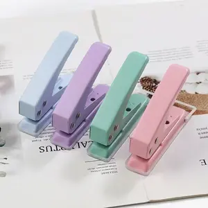 Macaron Color Manual Hole Puncher, 6mm Round Hole Punch for Office & School Use, DIY Card Making Tool, A4 Paper Punching Machine
