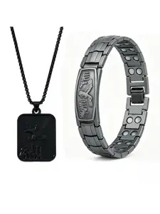 Magnetic Double Row Bracelet for Men with Eagle Pendant Turtle Shell Design Punk Style Fashionable Unisex Wristband for Daily Wear and Gift