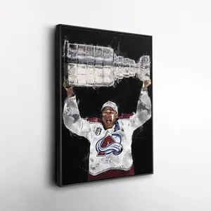 Nathan MacKinnon Carries the Stanley Cup Wall Art ? Colorado Avalanche NHL  Print, Hockey Decor, Framed Poster, Fan Gift ( Unframed - Print Only )
