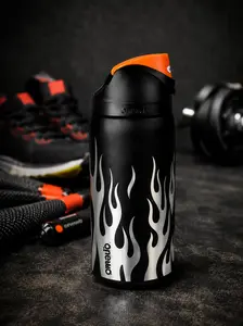 Black Flame Sports Water Bottle, Vacuum Insulated Stainless Steel Tumbler, Leakproof Travel Mug, Fitness and Outdoor Hydration Cup