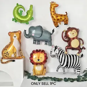 Wildlife Zoo Animal Balloons, Cute Foil Balloons, Giant Zoo Animal Balloons Zebra Elephant Monkey Lion Giraffe Leopard Crocodile Shapes