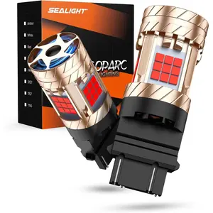 SEALIGHT 3157 3156 LED Bulb with Turbo Fan, Anti Hyper Flash Brake Light Bulb, Super Bright Red Replacement for Stop Tail Lights, Pack of 2