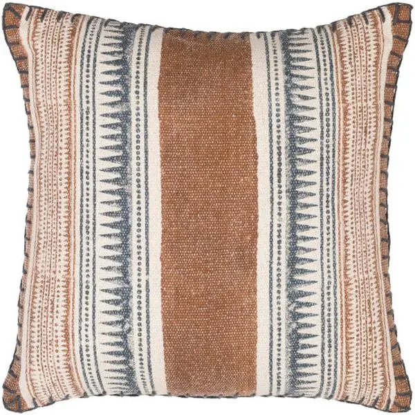 Zendaya Lumbar Pillow, Dark Blue, Brick Red
