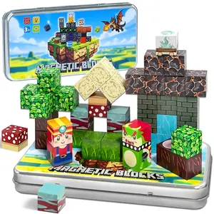 Magnetic Blocks Toys Set Dinosaur Adventure Theme, Stem Building Toys for Kids, Creative Construction Kit, Perfect Gift for Boys Girls
