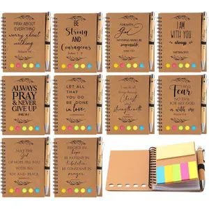 20 count/ 10 Set Christian Gifts Bulk Prayer Journal Scripture Notebook  Verse Pen Religious Spiral Notebook with Sticky Notes Christmas Church Gifts for Women Men  Study Groups ()