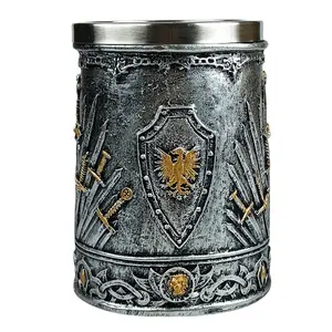 Medieval Swords Resin Beer Mug with Stainless Steel Liner, Gothic Fantasy Decorative Tankard, Unique Gift for Game of Thrones Fans
