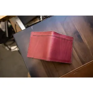 Leather Slim Minimalist Wallet - Bordeaux Minerva
