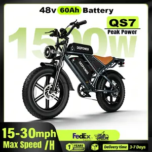 【DEEPOWER】 Electric Bike for Adults ,1500W peak power | FullSuspension Top Speed 28 MPH Range 40-160 Miles | 48V 20Ah  35AH 60AH Removable Battery LED Headlights 20-InchAll-Terrain Fat Tires lUL2849Certified ebike