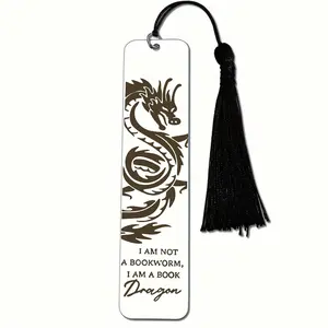 Dragon Design Bookmark, Stainless Steel Bookmark with Tassel, Reading Bookmark for Students, Office Stationery & Supplies