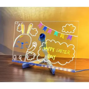 LED Drawing Board for Kids, Acrylic Dry Erase Light-Up Board with Stand Marke