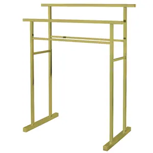 212 MAIN Edenscape Line Freestanding Rectangle Steel Towel Rack - Pedestal Holder, Modern European Style, Brushed Brass, for Bathroom Use & Bathroom Organization