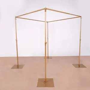 Gold Metal DIY Photography Backdrop Stand, Wedding Arch Canopy Tent 10ft 4-Post