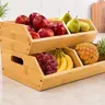 3-Pack Classic Durable Bamboo Potato & Onion Storage Bins - Ventilated, Stackable House Organizers with Handles, Countertop Boxes for Kitchen Food & Beverage Storage Organization