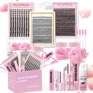 Mixed Length Individual False Eyelashes Kit, Natural Look Eyelash Extensions, Self Grafting Curl Eyelashes, Eye Makeup Enhancement False Eyelashes, DIY Eyelash Extensions, DIY Lash Clusters, Eyelash Extensions Set, Eyelash Extension Glue