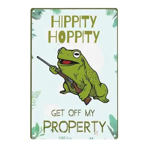 Funny Metal Sign Door Sign Frog Decor For Bedroom, Bar, Garage, Yard - Hippity Hoppity Get Off My Property Frog Gift 12*8 inch Tin Decoration Signage