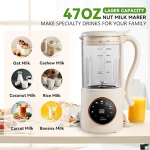 Multifunctional Food Processor Blender-Grinder Warmer Kitchen Appliance, 47.34 oz, Stainless Steel Blades, Built-In Baby Food Heater, Delayed Start Safety Feature, No Batteries Required (Early Riser Breakfast Essential for Nuts, Plant-Based Milks)