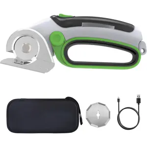 4V Cordless Electric  Cardboard  with 1 x Replace ,1 x Storage Box,1 x USB Rechargeable  Rotary  for Box Plastic Carpet Cloth, Easy to Hold and Safety,Gray