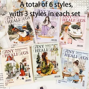 3 Packs Daily Life Theme Pet Deco Self Adhesive Stickers DIY Scrapbook Journal Decoration, Handmade Craft Supplies for Creative Projects