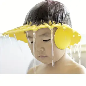Adjustable Youngsters' Shower Cap with Ear Protection - Soft, Cartoon-Themed Hair Washing Shield for Youngsters & Perfect Bathing Accessory
