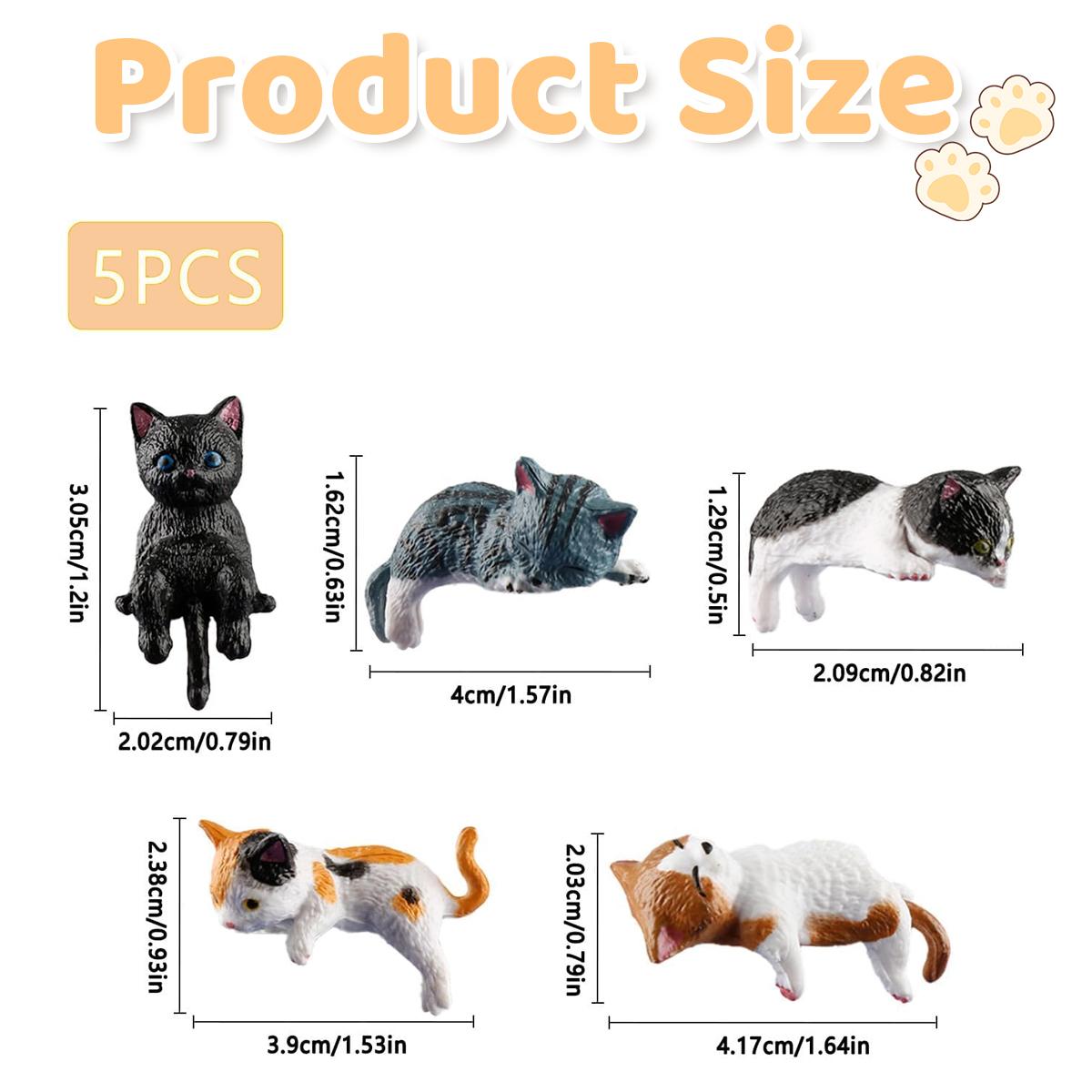 5PCS Cartoon Mini Cat Figurines, Cute Kawaii Cat Ornaments for Computer Monitor Topper, Car Dashboard Decoration, Office Desk Home Decor Gift