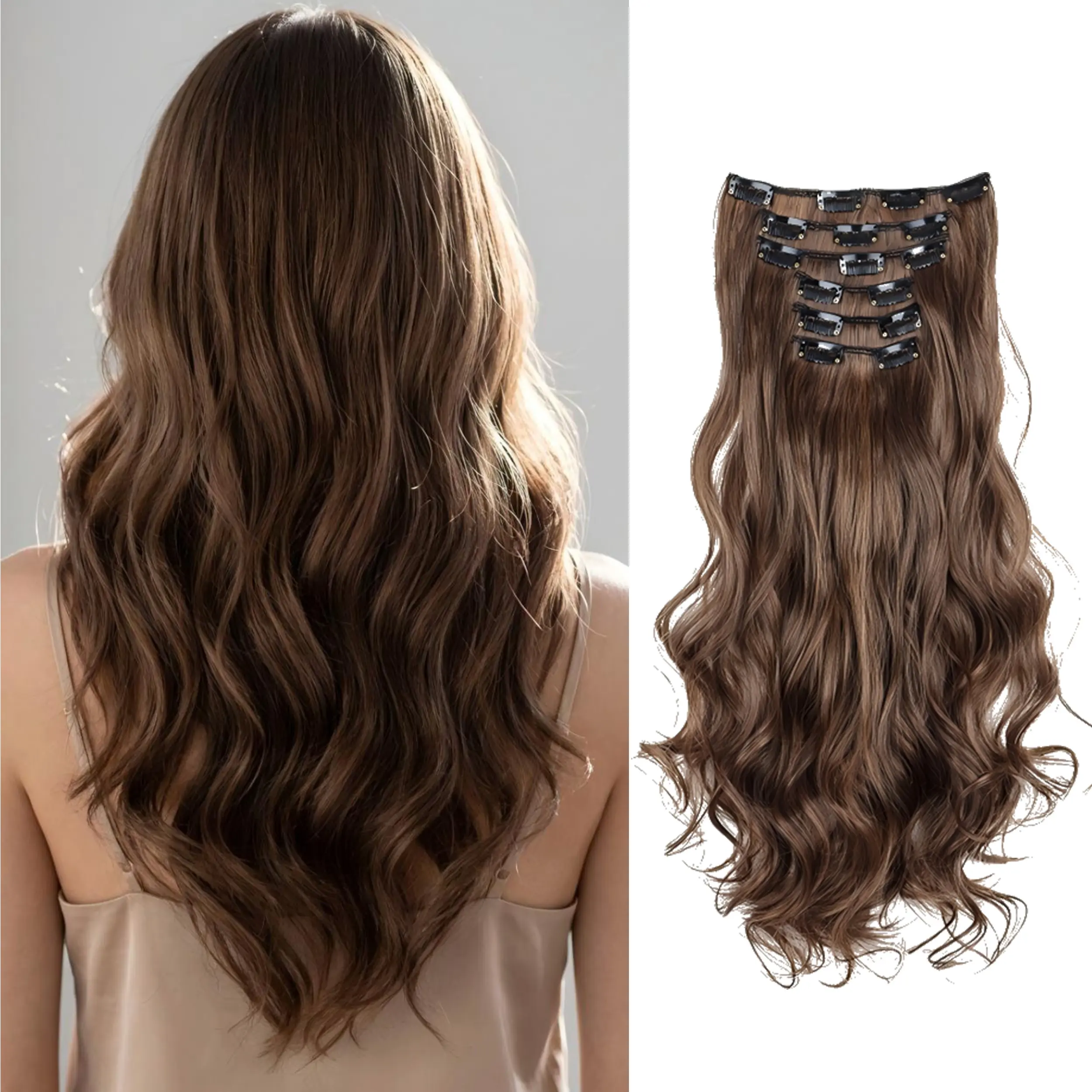 MINISOInvisible Clip in Hair Extensions 24 Inch Big Wavy | Summer Sale Back to School Gift | Seamless Hair Pieces Volume Enhancer for Thinning Hair 6PCS