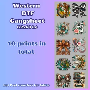 G28 Western DTF Gangsheet on shirts